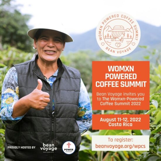The poster for the Womxn-POWERed Coffee Summit by Bean Voyage.