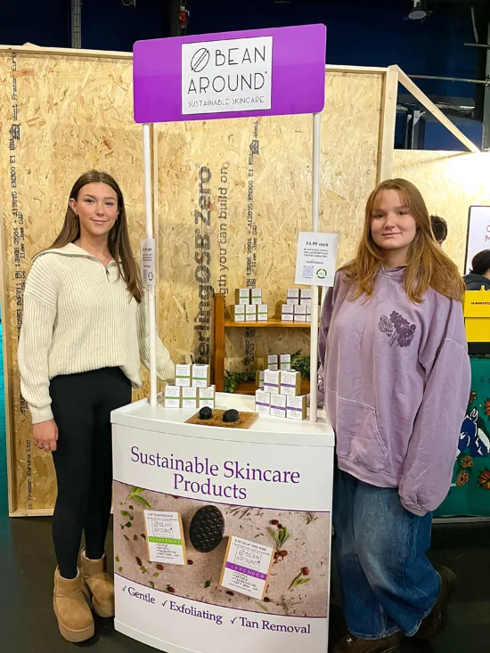 Sadhbh and Aisling Wood at a stand with their soap products.