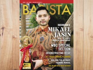 The June + July 2024 issue of Barista Magazine featuring Mikael Jasin on a wooden table.