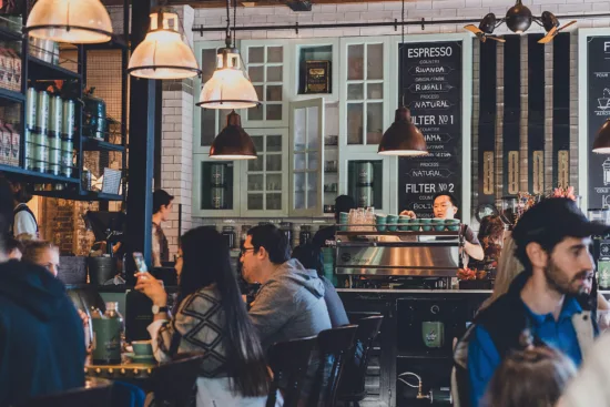 A busy café.