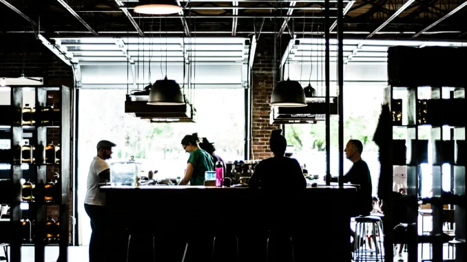 Inside a cafe.