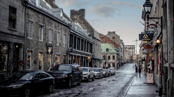 A city street in old town Montreal.